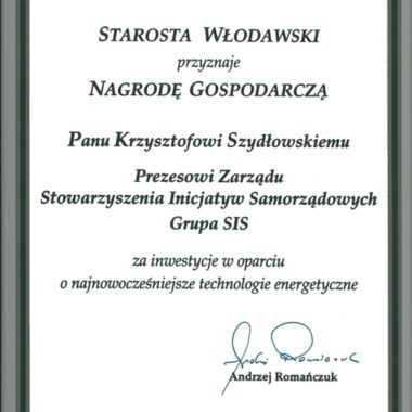 Nagroda Gospodarcza Starosty Włodawskiego.