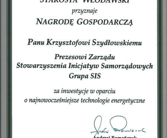 Nagroda Gospodarcza Starosty Włodawskiego.