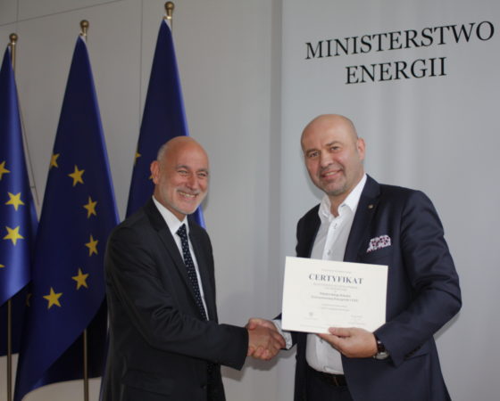 Mamy Certyfikat Ministerstwa Energii i wyróżnienie !